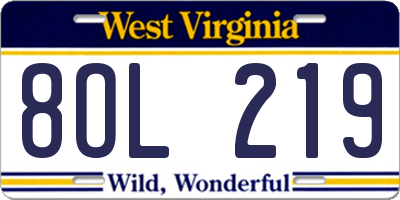 WV license plate 8OL219