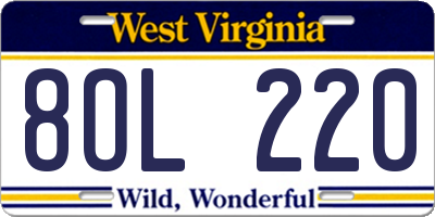 WV license plate 8OL220