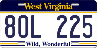 WV license plate 8OL225