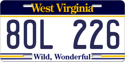 WV license plate 8OL226