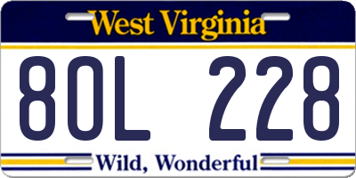 WV license plate 8OL228