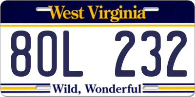 WV license plate 8OL232