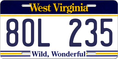 WV license plate 8OL235