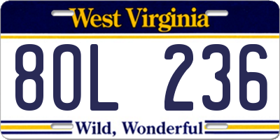 WV license plate 8OL236