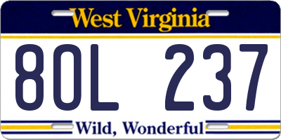 WV license plate 8OL237