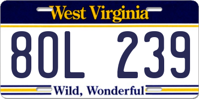 WV license plate 8OL239