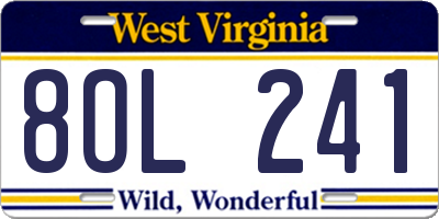 WV license plate 8OL241