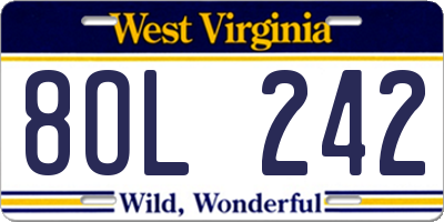 WV license plate 8OL242