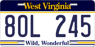 WV license plate 8OL245