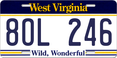 WV license plate 8OL246