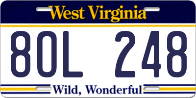 WV license plate 8OL248