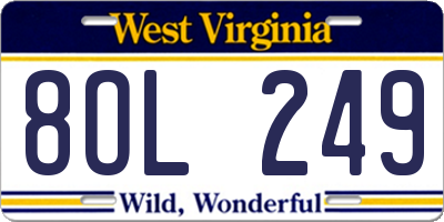 WV license plate 8OL249