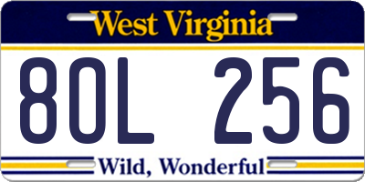WV license plate 8OL256