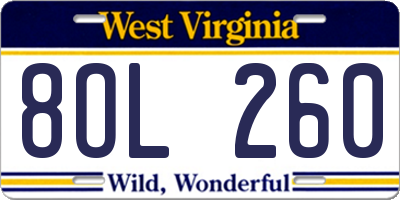 WV license plate 8OL260