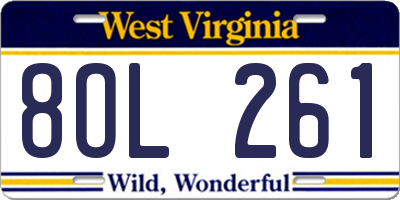 WV license plate 8OL261
