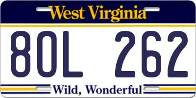 WV license plate 8OL262