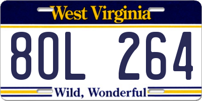 WV license plate 8OL264
