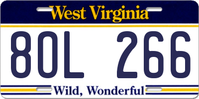 WV license plate 8OL266