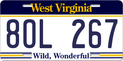WV license plate 8OL267