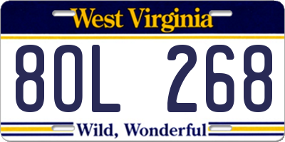 WV license plate 8OL268
