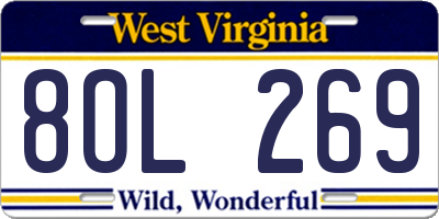 WV license plate 8OL269