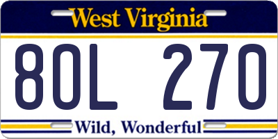 WV license plate 8OL270