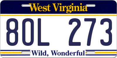 WV license plate 8OL273