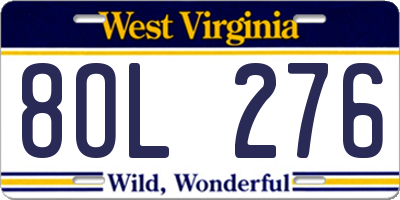WV license plate 8OL276