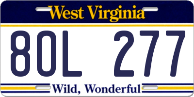 WV license plate 8OL277