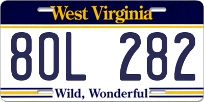 WV license plate 8OL282
