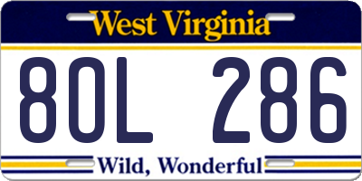WV license plate 8OL286