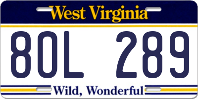 WV license plate 8OL289