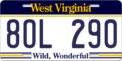 WV license plate 8OL290