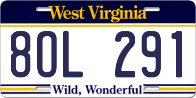 WV license plate 8OL291