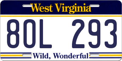 WV license plate 8OL293