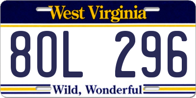 WV license plate 8OL296
