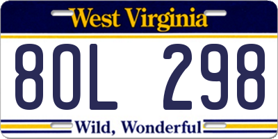 WV license plate 8OL298