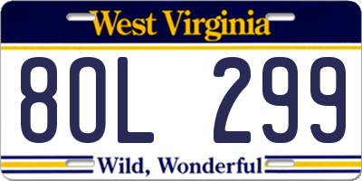 WV license plate 8OL299