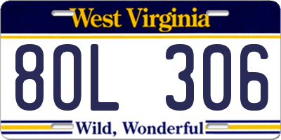 WV license plate 8OL306