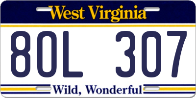 WV license plate 8OL307