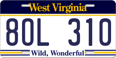 WV license plate 8OL310