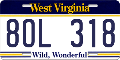 WV license plate 8OL318