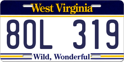 WV license plate 8OL319