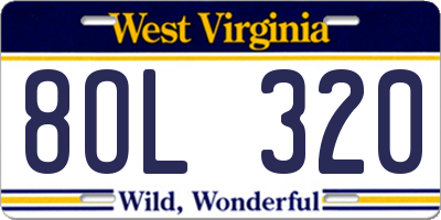 WV license plate 8OL320