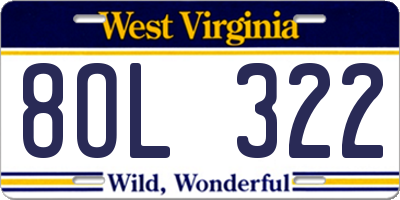 WV license plate 8OL322