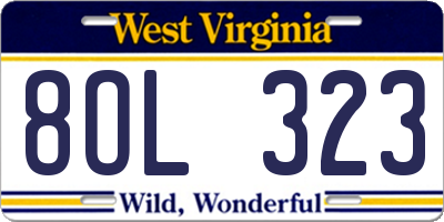 WV license plate 8OL323
