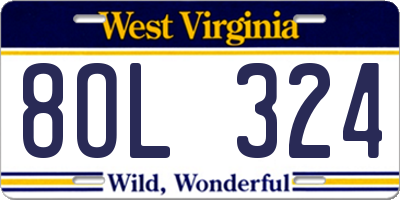 WV license plate 8OL324