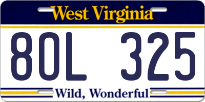 WV license plate 8OL325