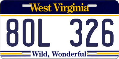 WV license plate 8OL326