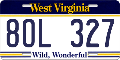 WV license plate 8OL327